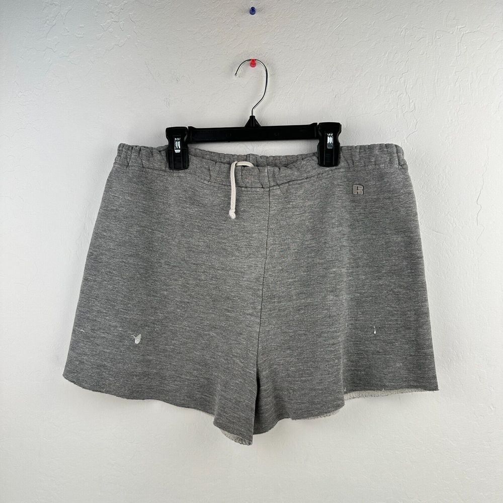 Vintage Russell Athletic Shorts Mens XL Gray Heather Knit Drawstring Relaxed